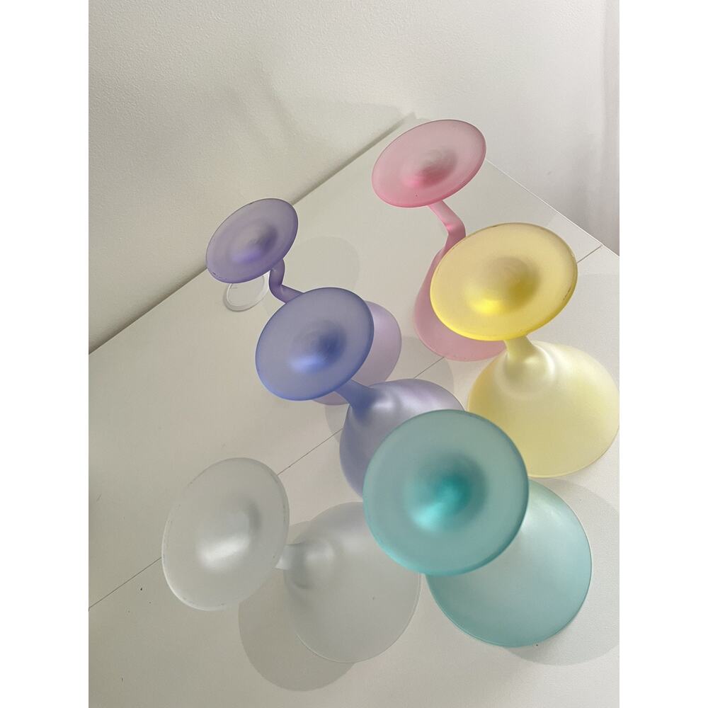 Libbey Watusi Coastal Martini Glass Set Of 6 Mid Century Pastel Retro Stemware - Picture 6 of 8